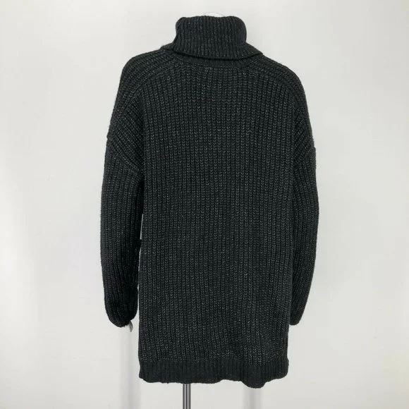 Time & Tru Womens Cowl Neck Sweater Black Heathered Longline Relaxed Fit Casual - Picture 6 of 12